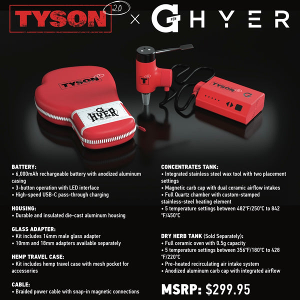 Buy Tyson 2.0 X G-Pen Hyer Vape Battery | Usb-C Charging Buy Tyson 2.0 X G-Pen Hyer Vape Battery | Usb-C Charging