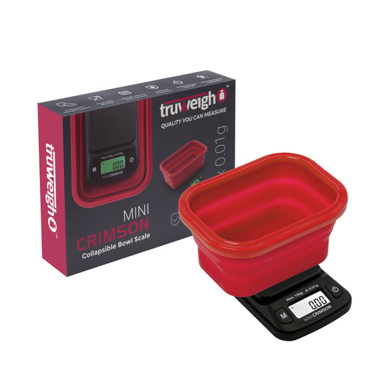 TRUWEIGH SCALE- MINI CRIMSON 100G X 0.01G- COLLAPSIBLE BOWL